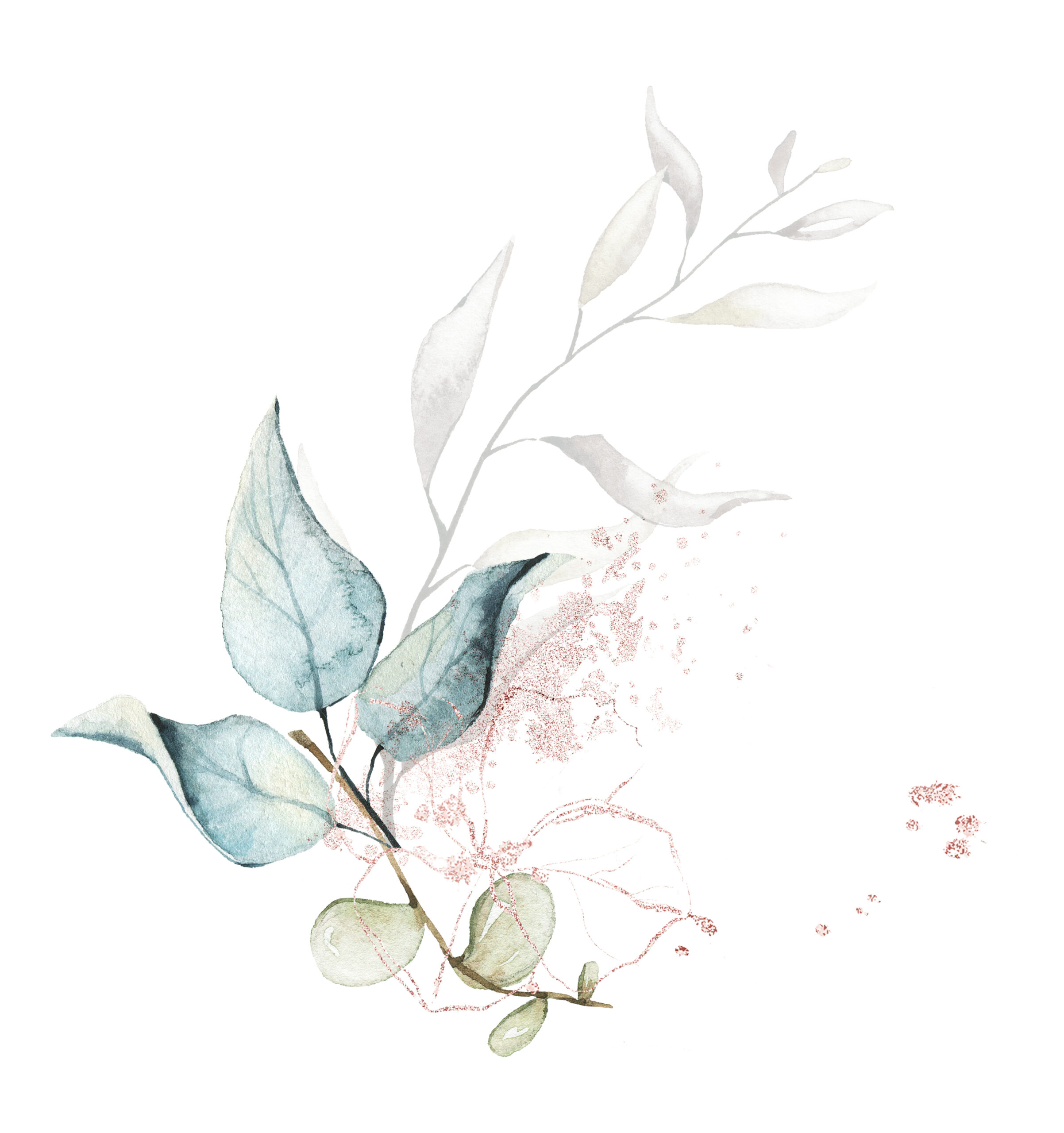 Watercolor painted floral bouquet isolated on white background.