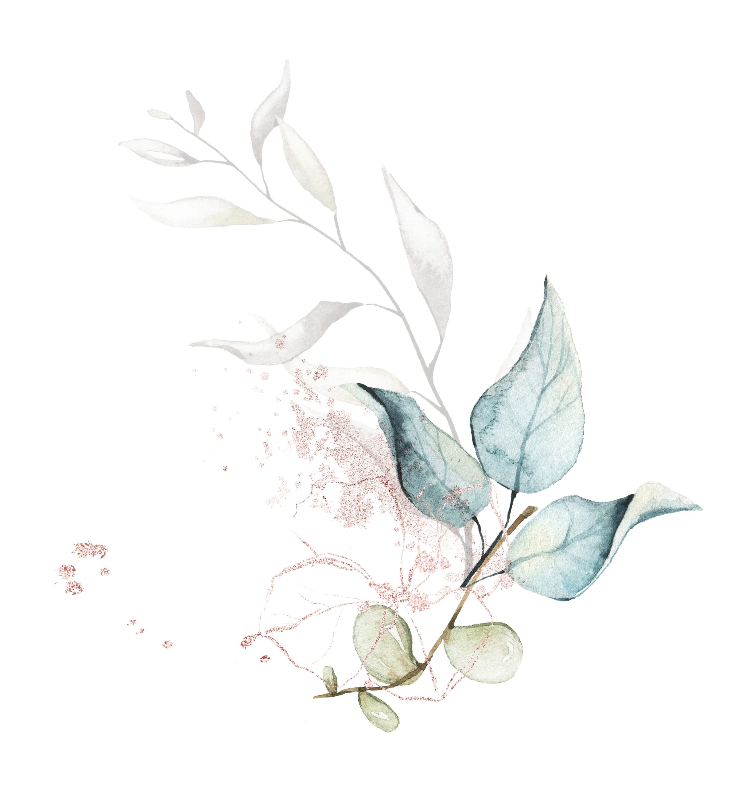 Watercolor painted floral bouquet isolated on white background.